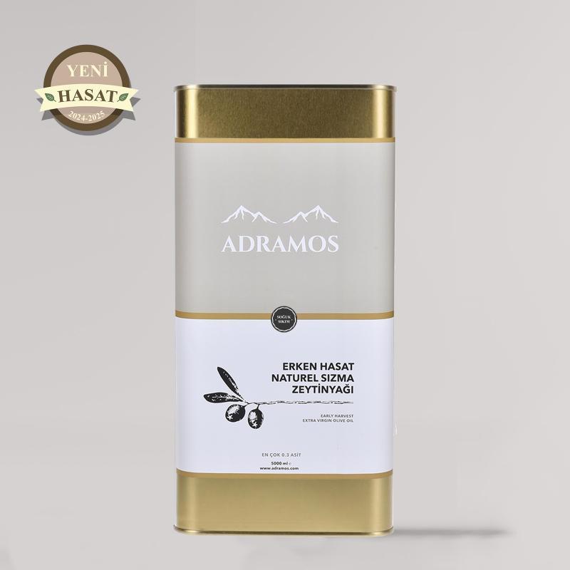 Yeni Hasat Adramos Soğuk Sıkım Erken Hasat Naturel Sızma Zeytinyağı 5 Lt (5000 ml)